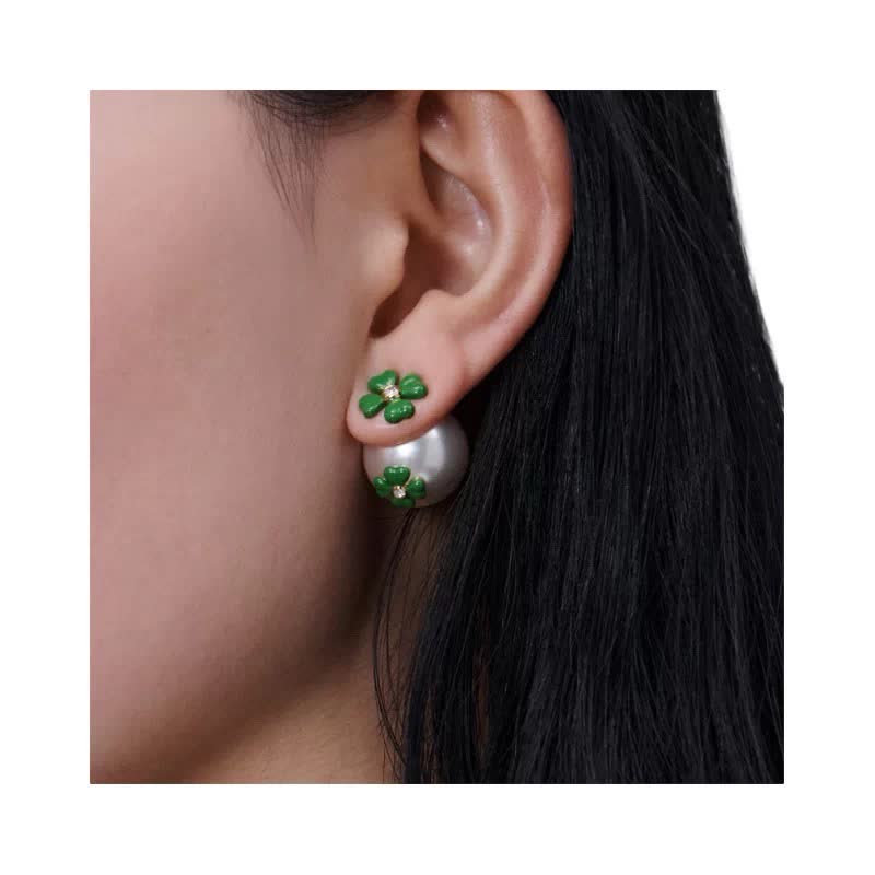 Van Cleef & Arpels Gold Pearl Earrings with Pink Enamel Bow